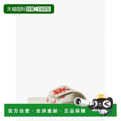 自营michael korsPalmer印花签名徽标幻灯片凉鞋奶油 美国奥莱直