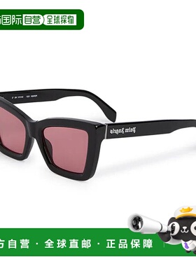 自营Palm Angels Sunglasses Cat Eye Full Rim, Black Frame And