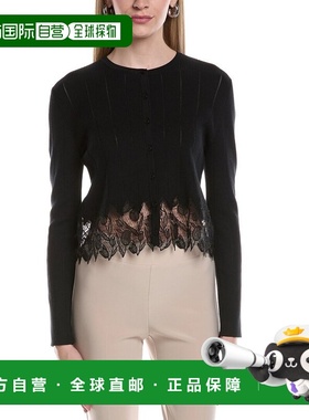 自营Lela Rose Lace Hem Cardigan - black 美国奥莱直发