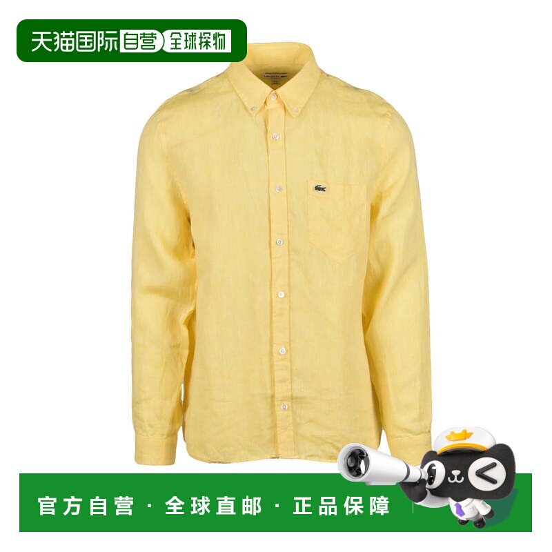 自营lacoste黄色常规合身亚麻衬衫-金色 美国奥莱直发图片