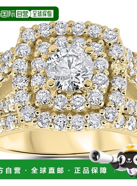 自营 pompeii33 克拉钻石订婚婚礼双垫光环三重戒指套装 10k 黄金