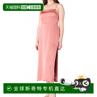 自营 美国奥莱直发 dex方领Midi连衣裙 复古玫瑰色
