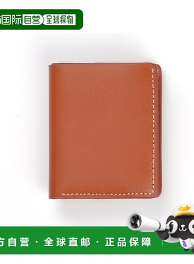 自营 decent living手工制作全粒面薄双折皮革钱包 - 黑色 - 棕褐