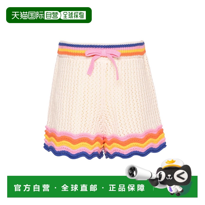 自营 hannah bananaLittle l Big l Tween女式拼色波浪钩针短裤-