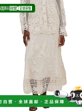 自营farm rioRio Midi农场裙-白色 美国奥莱直发半身裙a字裙