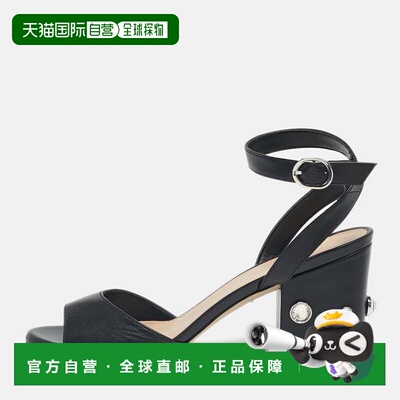 自营Stuart Weitzman Black Leather Allshine Ankle Strap Sanda