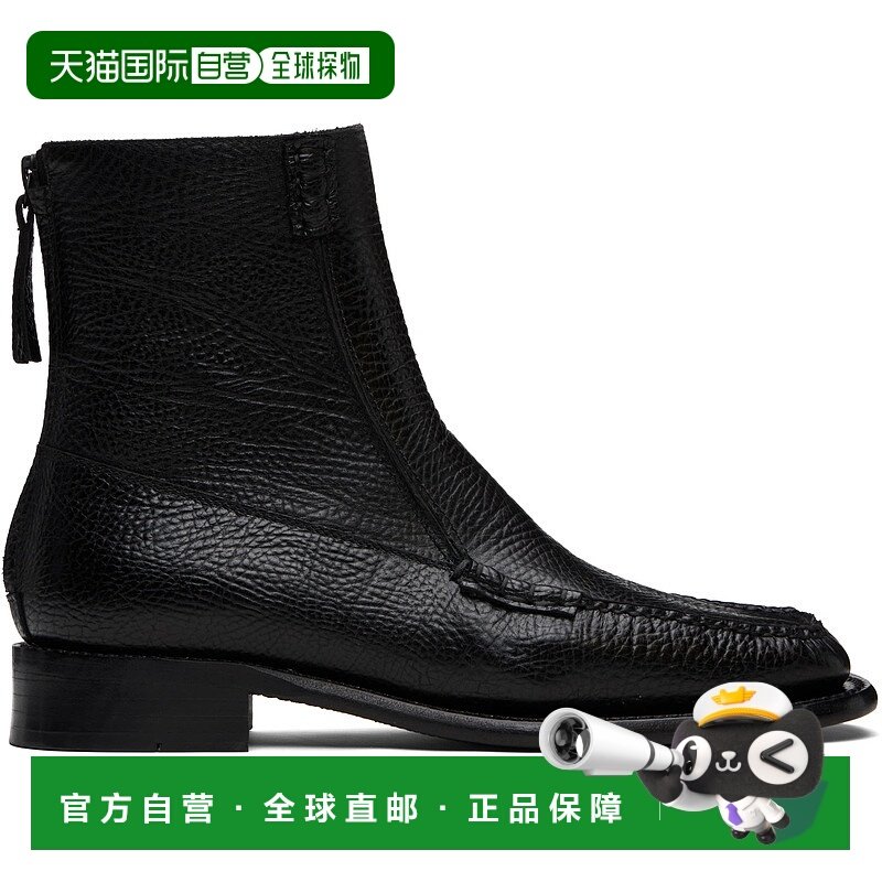 1h可退 香港直邮潮奢 Hereu 男士 黑色 Quadra Grainy 踝靴 QUAGR