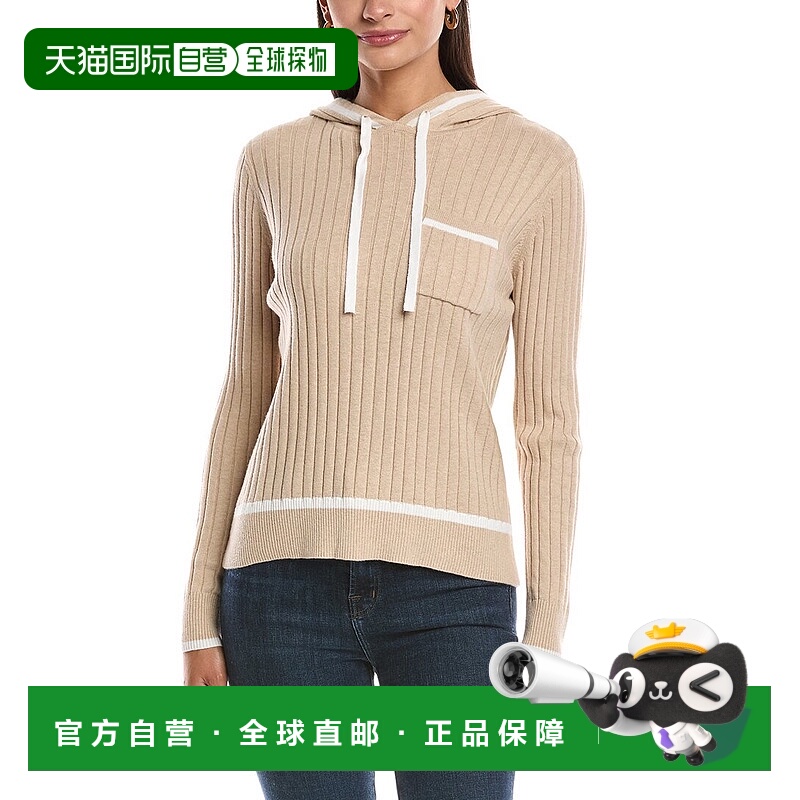 自营minnie rose米妮玫瑰尖羊绒混纺连帽衫-棕色 美国奥莱直发