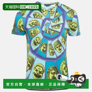 自营Versace Blue Le Maschere Print Jersey Taylor Fit T-Shirt
