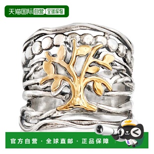 自营 Ross-Simons 纯银和 14 克拉黄金多排生命之树戒指 - 白色