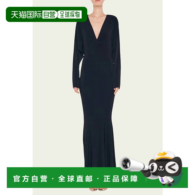 自营 norma kamaliDolman V领鱼尾礼服黑色-黑色 美国奥莱直发