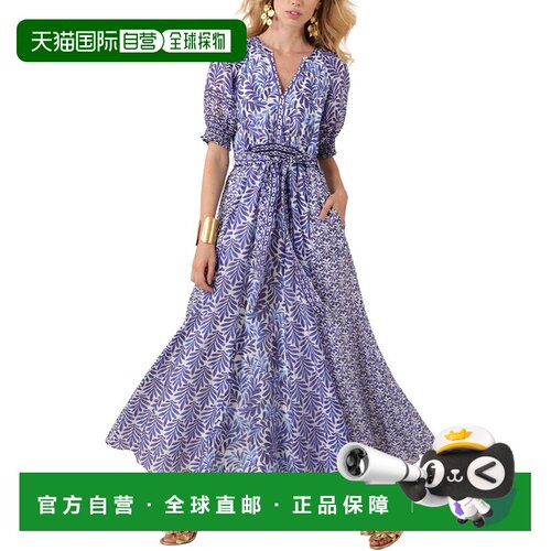 自营Hale Bob Linen-Blend Estella Maxi Dress - blue 美国奥莱