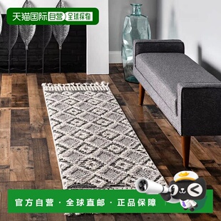 自营 nuLOOM Journey Shaggy Checkered Tiles 流苏小地毯 - 灰色