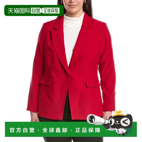 自营Tahari ASL Plus Solid Blazer - Red 外套美国直发奥莱