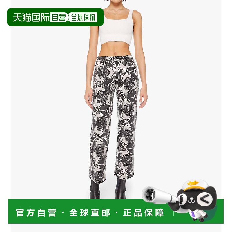 自营mother中腰Rambler拉链脚踝牛仔裤，卷青色黑色和奶油色 美国