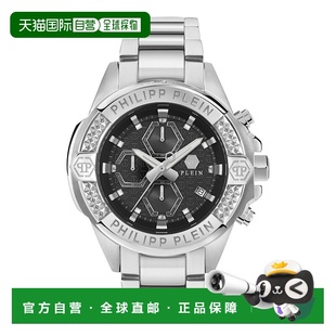 銀色 不銹鋼 plein$kull 黑色 美國(guó) Chrono手鐲手表 自營(yíng)philipp