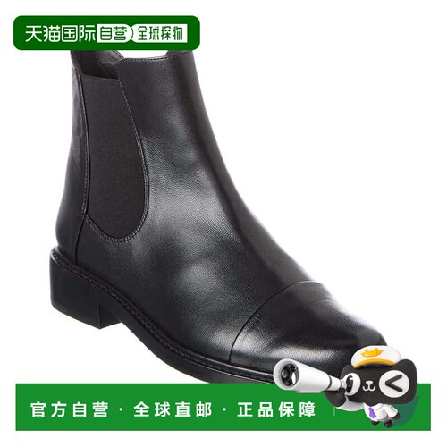 自营Stuart Weitzman Gobi Boot女士黑色皮革帽脚趾脚踝切尔西RHS