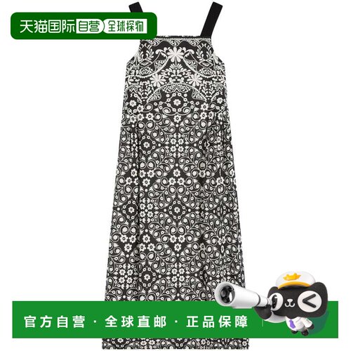 自营max mara搭配复杂花卉和几何图案的长裙-灰色 美国奥莱直发