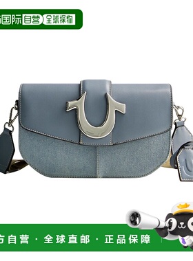 自营 True Religion 授权牛仔布马鞍包，配大马蹄形标志 - 蓝色