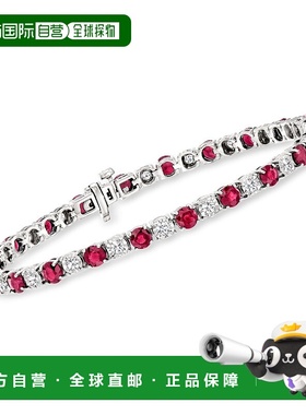 自营925 纯银 Ross-Simons 红宝石和钻石网球手链 - 7 英寸 【美