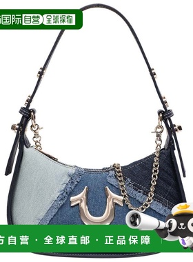 自营True Religion Frayed Denim Horseshoe Flap Shoulder Bag -