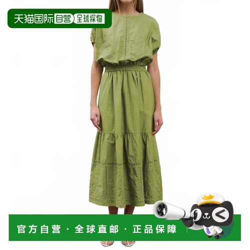 自营 moon river绿色气球下摆露脐上衣 美国奥莱直发性感半身裙