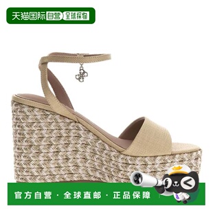 自营guess米色Everly编织厚底坡跟凉鞋-中性色 美国奥莱直发