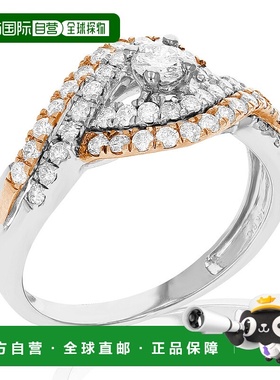 自营 vir jewels1 cttw 钻石婚礼订婚戒指套装 14K 白色玫瑰金曲