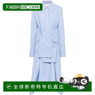 Midi连衣裙 美国 jil 蓝色 自营 轮廓 经典 sander带腰带 衬衫