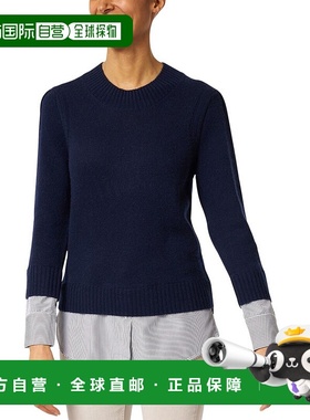 自营 BROCHU WALKER伊顿羊毛和羊绒混纺毛衣-蓝色 美国奥莱直发