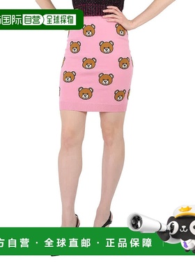 自营 Moschino 女士幻想粉红色 Allover 泰迪熊羊毛裙 - 粉红色幻