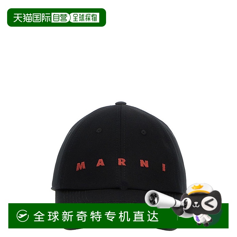 自营 marni徽标刺绣帽-黑色 【美国奥莱】直发