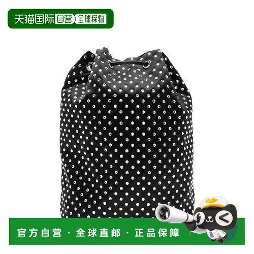 自营Prada Re-尼龙水晶装饰抽绳袋-黑色 美国奥莱直发