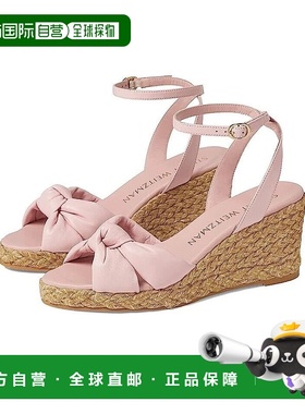 自营Stuart Weitzman Playa Snadals女式9B粉红色Espadrile结楔形