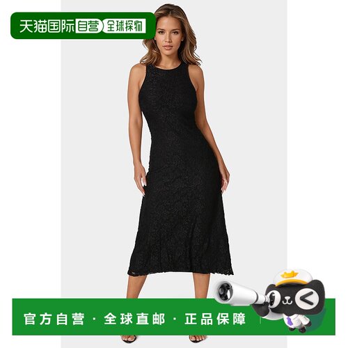自营Bebe Women'S Lace A-Line Maxi Dress - black 美国奥莱直发