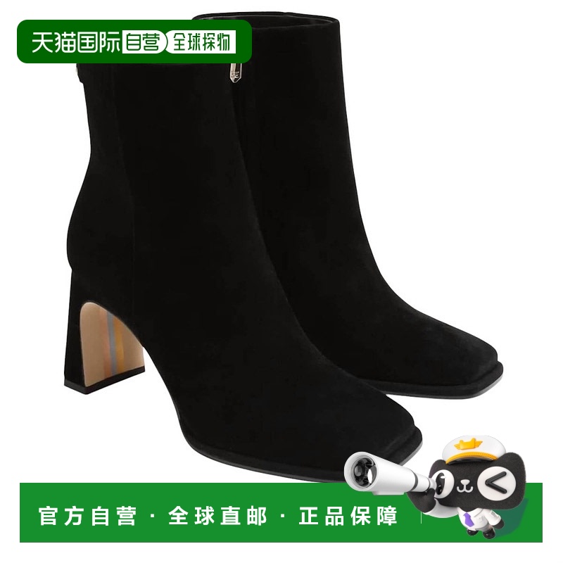 自营 sam edelman女士 Irie 方头短靴（黑色绒面革） - 黑色绒面
