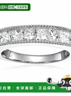 自营 vir jewels1 cttw 公主方形钻石结婚戒指 锯状滚边槽 14K 白