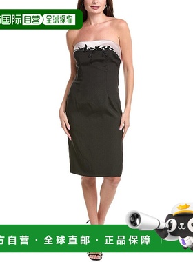 自营 Rene Ruiz无肩带Mikado&Crepe鸡尾酒会连衣裙-黑色 美国奥莱