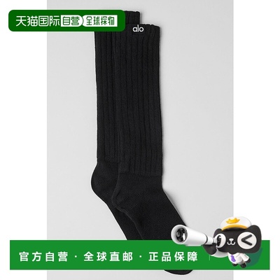 美国直邮AloYoga瑜伽中高筒螺纹刺绣袜A0690U短袜