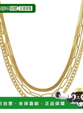 自营 Adornia 马衔索链、回形针链和人字链项链套装 金色 - 黄色