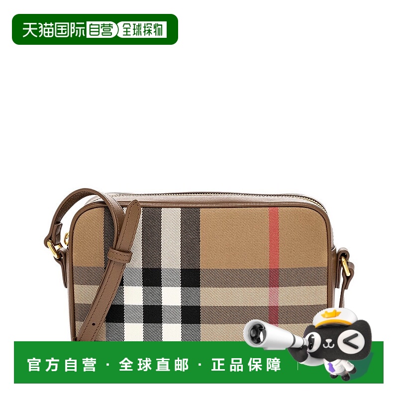 自营Burberry Check Canvas & Leather Shoulder Bag - brown 美