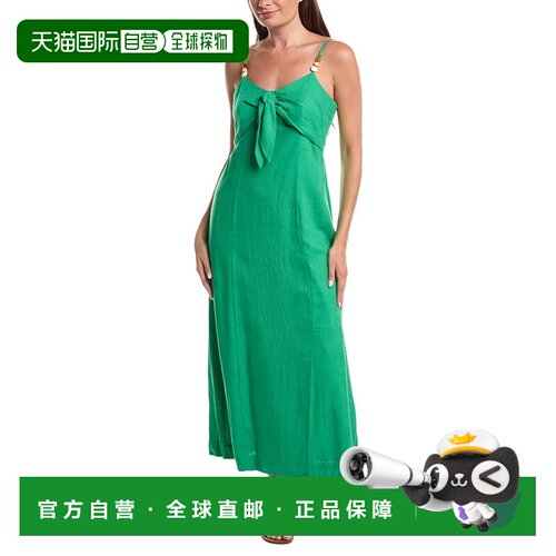 自营CeCe亚麻混纺背心长裙-绿色 连衣裙性感吊带美国奥莱直发