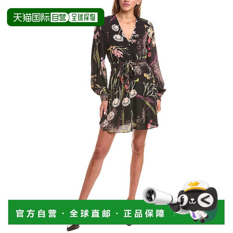 自营 Reiss Kiera花朵翻转印花连衣裙-黑色 美国奥莱直发