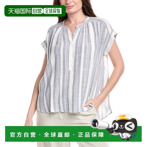 自营Splendid Raegan Linen-Blend Blouse - blue 美国奥莱直发