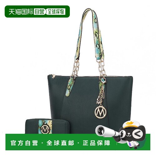 自营 mia k collectionXimena 纯素皮革女式手提包带配套腕带钱包