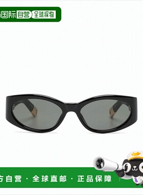 自营jacquemusNarrow Oval Black Acetate Sunglasses With Gold