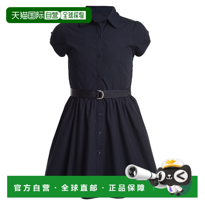 自营 Nautica 女童短袖衬衫式连衣裙 - 纯蓝色/wthd/brwn stn 美