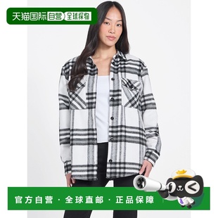 自营guessFelice Plaid Flannel Shirt - dove white 美国奥莱直