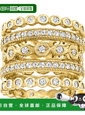自营 Ross-Simons CZ 珠宝套装：5 条 18kt 金永恒戒指 - 白色 美