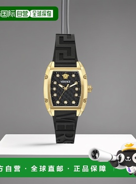 自营 Versace Dominus 钻石手表 - 黑色/金色/黑色 美国奥莱直发